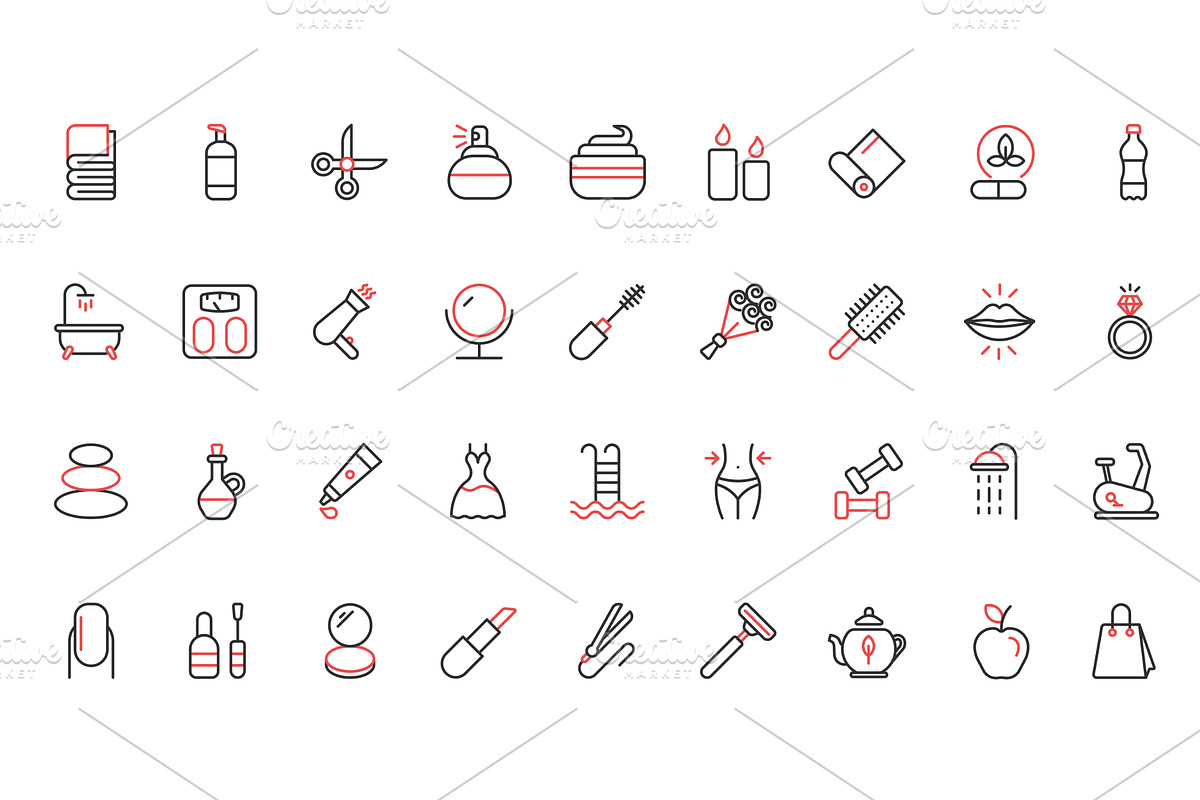 Beauty & cosmetics icons, an Object Illustration by Lemberg Vector