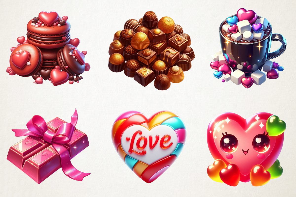 Chocolate & Candy Valentine Clipart, an Illustration by RobertsArt (Photo 5 of 6)