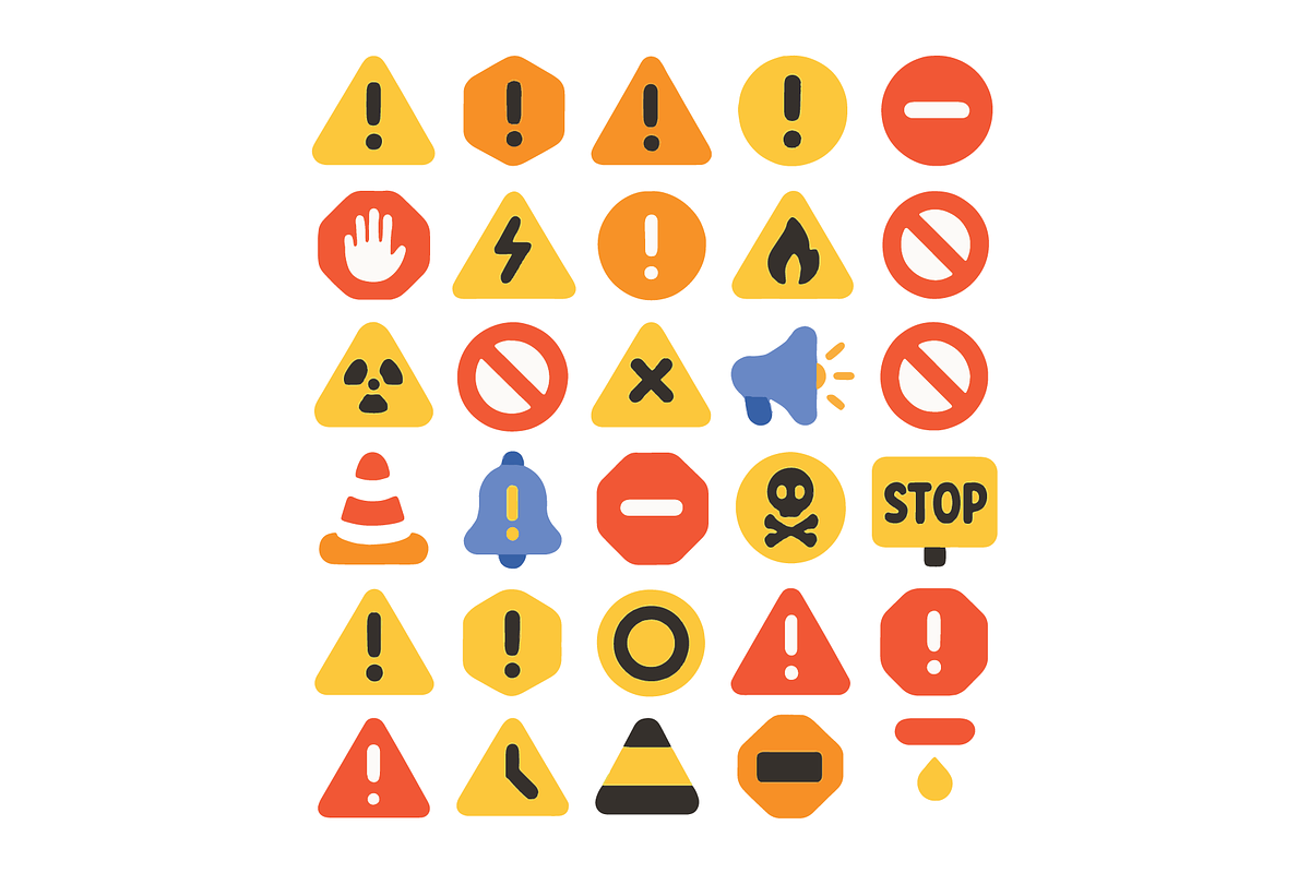 Warning and Safety Icon Set, an Object Graphic by nikagraphic