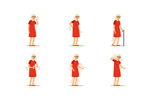 Senior Woman Health Problems and, an Object Illustration by TopVectors