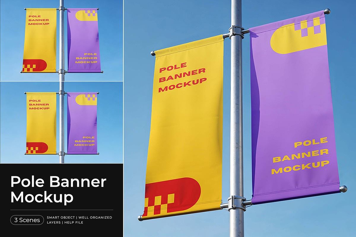 Pole Banner Mockup, an Advertising Mockup by Pitchlook.Studio (Photo 1 of 4)
