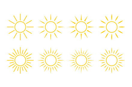 The yellow sun icon collection, an Outline Icon by Saba Vector