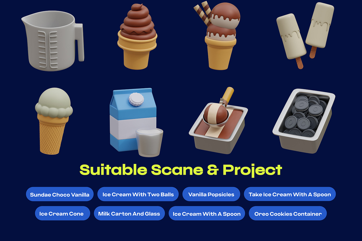 Ice Cream & Desserts 3D Icon, a Food & Drink 3D Model by orenjidesign (Photo 4 of 8)