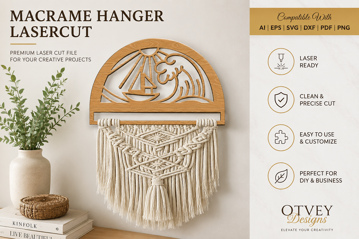 Beach Sunset Macrame Hanger Lasercut, an Object Graphic by OTVEY DESIGN (Photo 13 of 13)