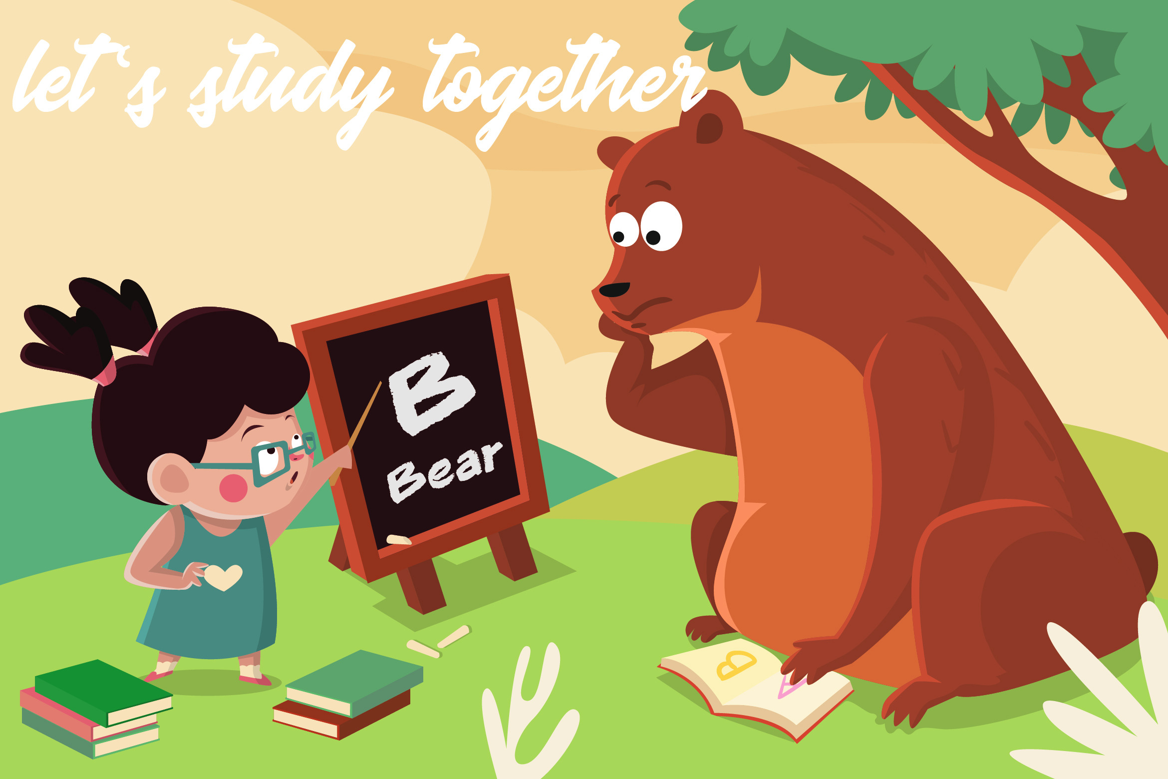 study together - Vector Illustration, an Illustration by AQR Studio