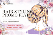 Hair Styling Promo Flyer PSD, a Marketing Template by Elena Naumchenkova (Thumbnail 1 of 3)