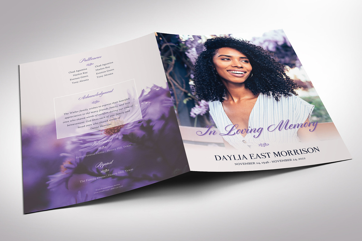Lavender Love Tabloid Funeral, a Brochure Template by Godserv Designs (Photo 2 of 10)