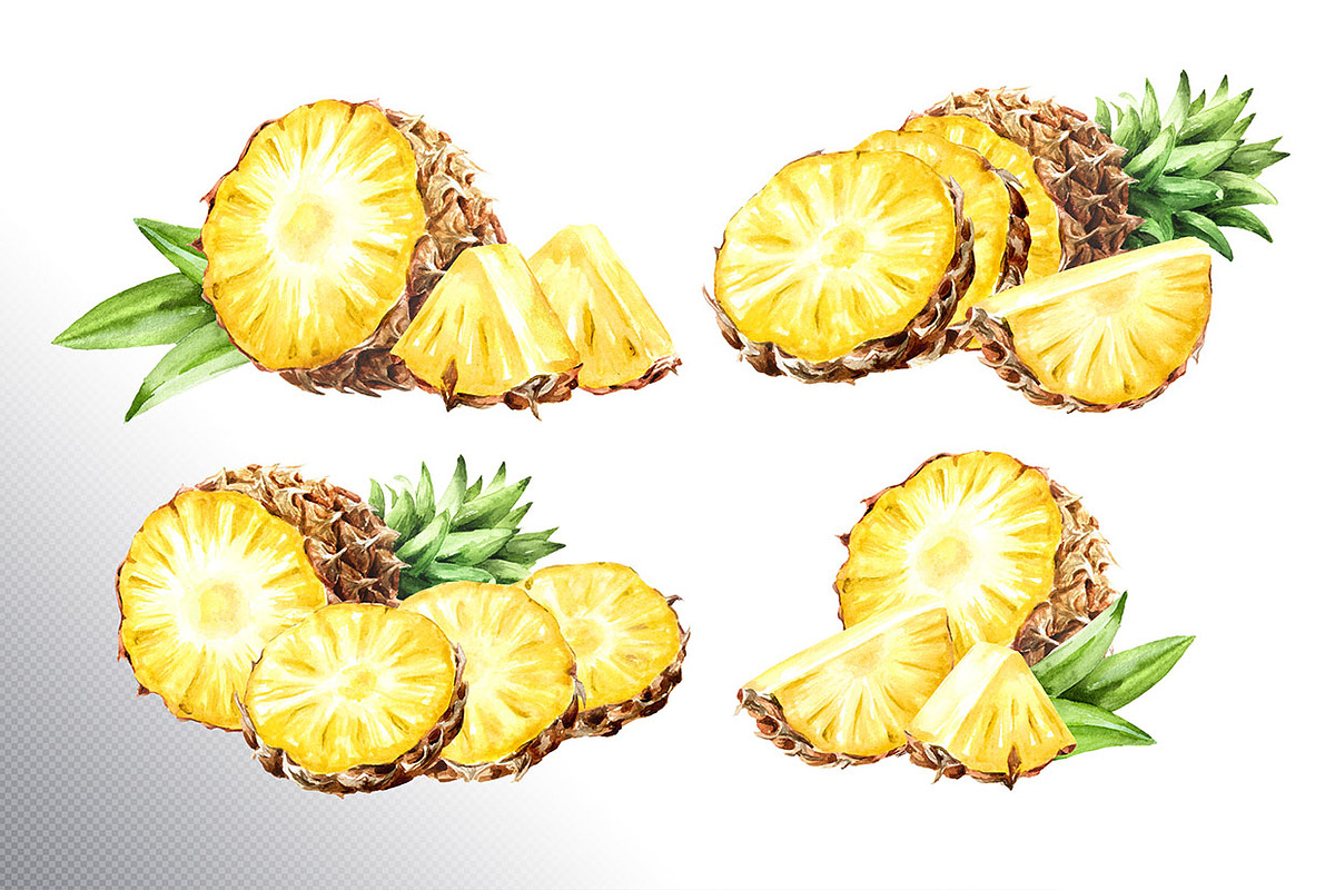 Tropical Pineapple. Hand painted, a Food Illustration by Daria Ustiugova (Photo 2 of 28)