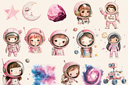 Pink Outer Space Clipart Pack, a Person Illustration by Daring Digies (Thumbnail 4 of 10)