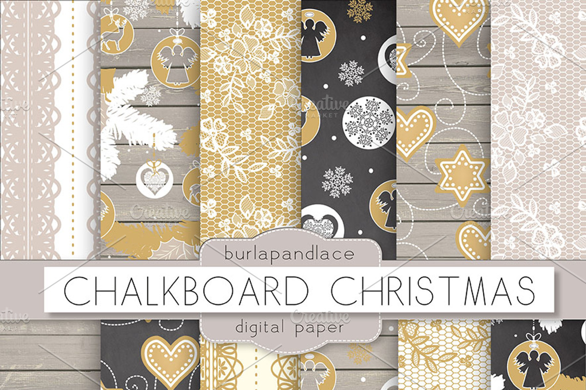 Christmas rustic digital papers, a Pattern Graphic by burlapandlace