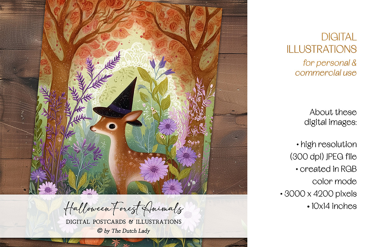 Halloween Forest Animals Postcards, an Animal Illustration by The Dutch Lady Designs (Photo 3 of 7)