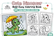 Bold Easy Cute Dinosaur Coloring Pag, an Animal Illustration by Ink Gallery (Thumbnail 1 of 9)