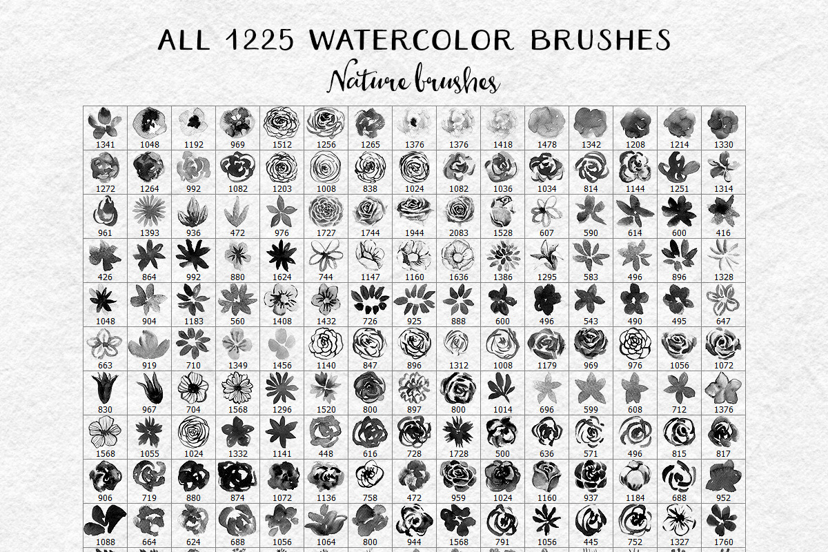 1200+ Watercolor PS Stamp Brushes, a Brush Add-On by kite-kit (Photo 3 of 11)
