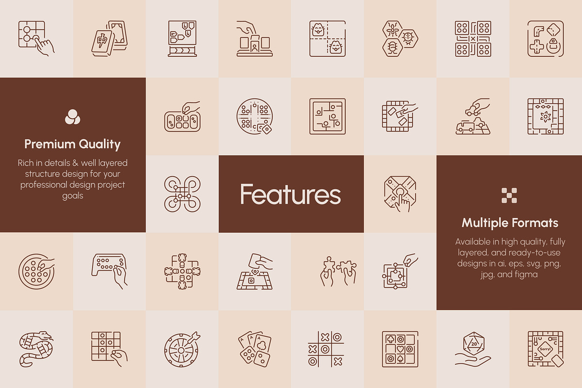 Board Game Icons Art Set, an Outline Icon by Prosymbols (Photo 2 of 7)