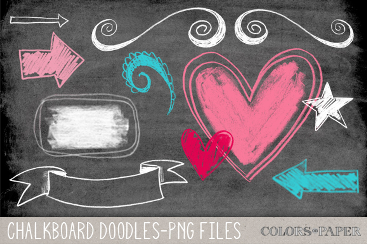Chalkboard Doodles. Clipart/Brushes, an Illustration by Colors on Paper (Photo 1 of 3)