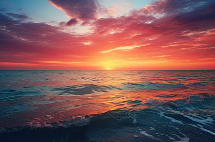Beautiful seascape. Sunset over the, a Photo by Iftikhar Alam