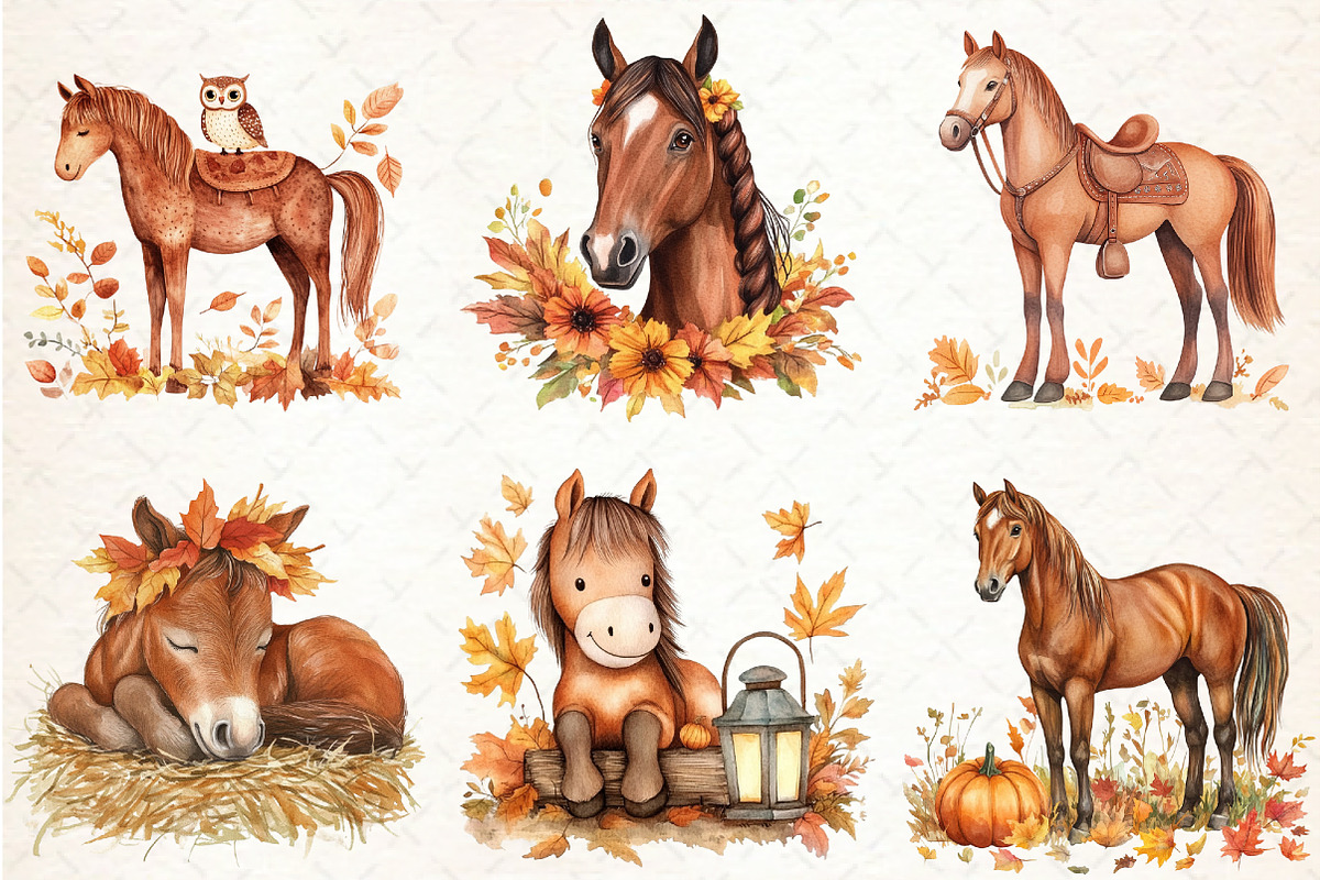 Autumn Brown Horse Clipart, an Illustration by Libby Wishes (Photo 2 of 7)