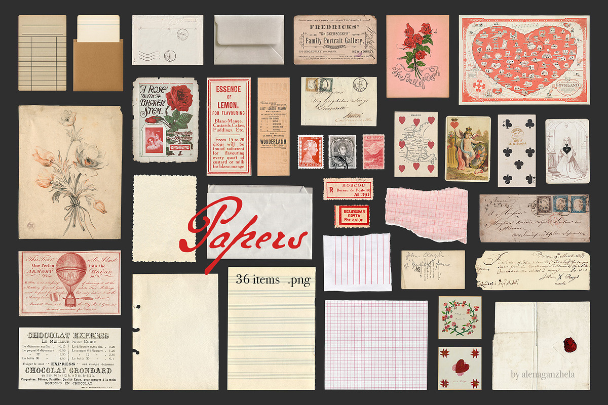Maison Rouge – Vintage Red Ephemera, an Object Graphic by alenaganzhela (Photo 4 of 9)