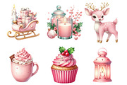 Pink Christmas Clipart Bundle, an Illustration by SinaCreation (Thumbnail 3 of 7)