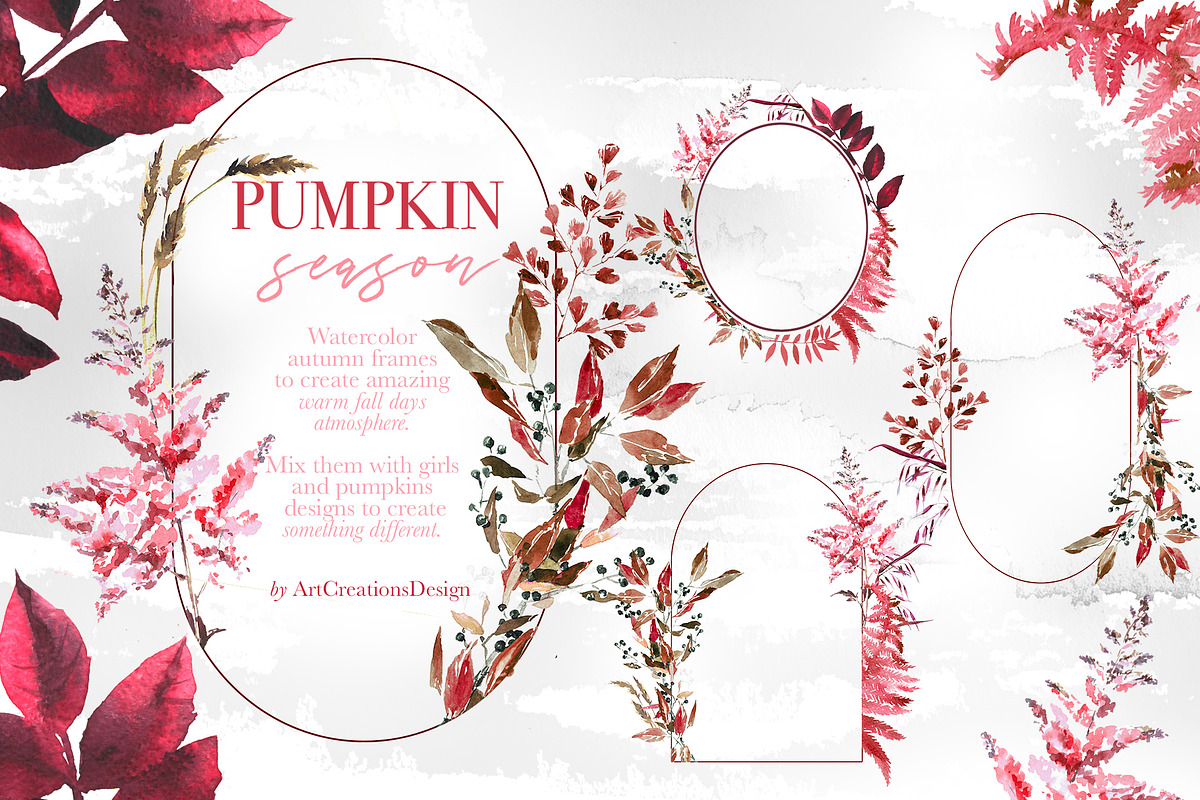 Watercolor Pumpkin Season Clipart, a Seasonal Illustration by ArtCreationsDesign (Photo 18 of 22)