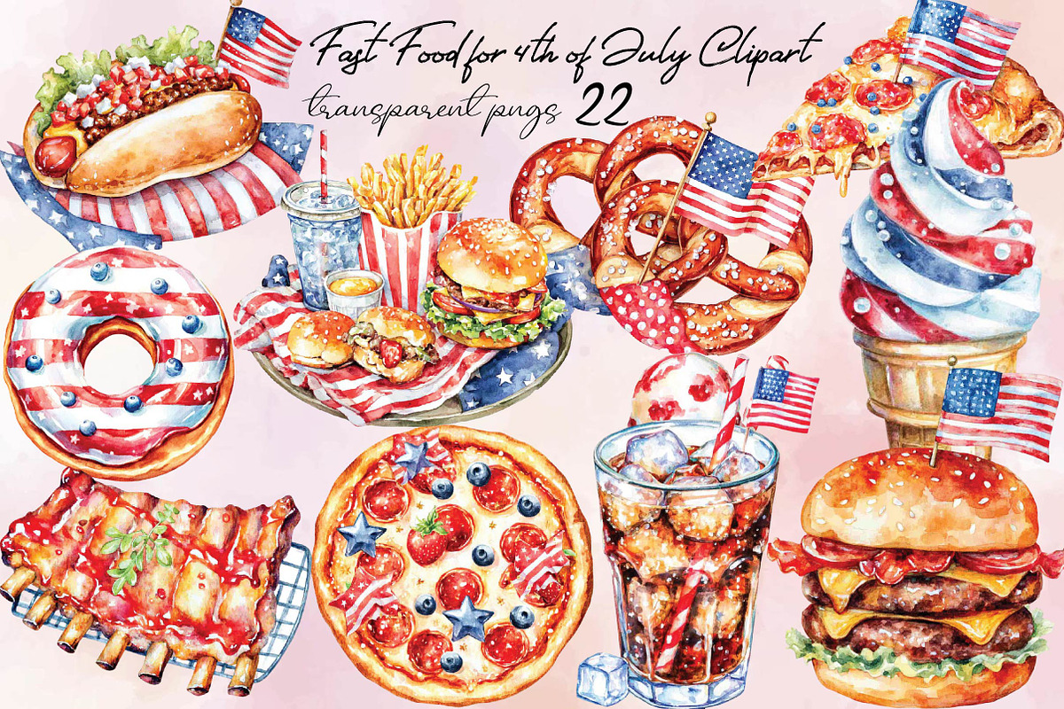 Fast Food for 4th of July Clipart, an Illustration by SVGArt (Photo 1 of 9)