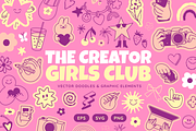 Creator Girls Club, vector doodles, an Object Graphic by venimo (Thumbnail 1 of 11)