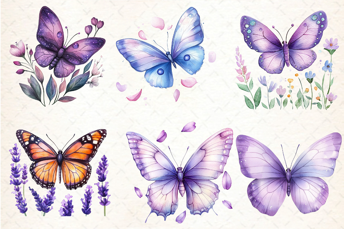 Watercolor Purple Spring Butterfly, an Illustration by DreamCafeArt (Photo 3 of 3)