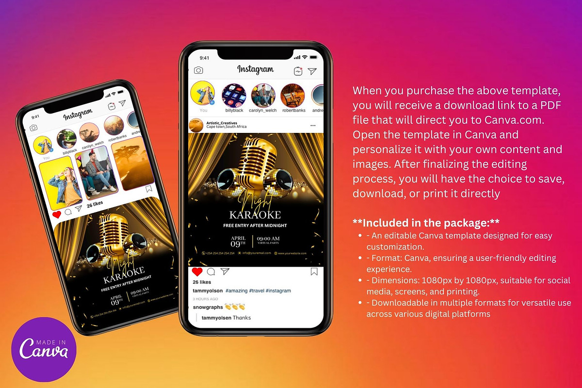 Editable Karaoke Night Flyer Design, a Social Media Template by Mishek Munene (Photo 4 of 4)