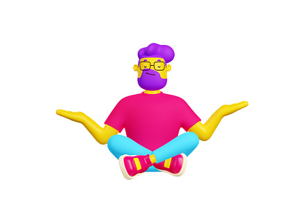 3d render man relax and practice, a Characters & Person 3D Model by art PVP - market