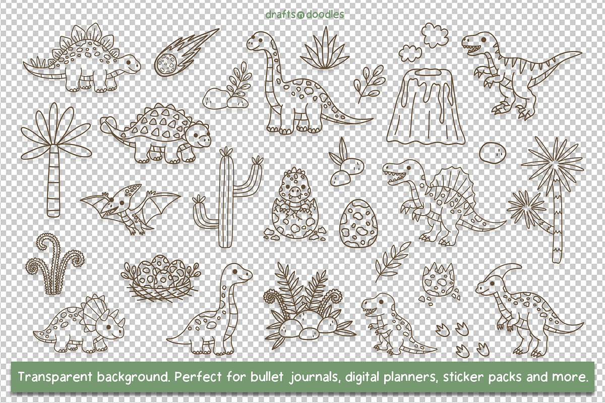 Dinosaur Days Clipart and Patterns, a Pattern Graphic by Drafts n Doodles (Photo 5 of 20)