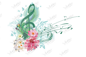 Musical Collection With Treble Clefs