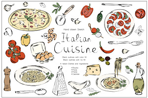 Italian Cuisine Vector Collection, a Graphic by MayaNavits