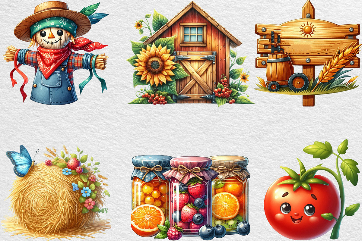 Summer Farming Time Clipart PNG, an Illustration by Black Bird Studio (Photo 6 of 6)