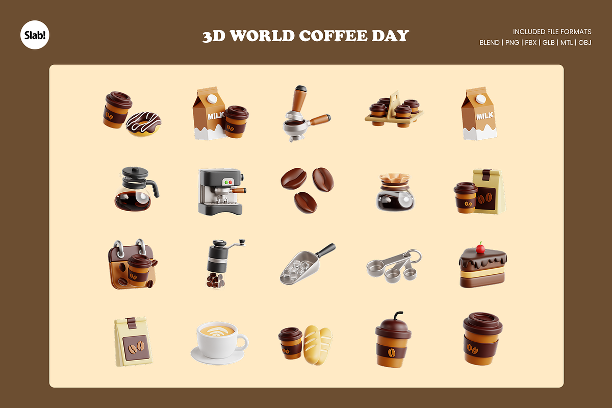 3D Coffee Day Icon, an Object 3D Model by SLAB! Design (Photo 2 of 4)