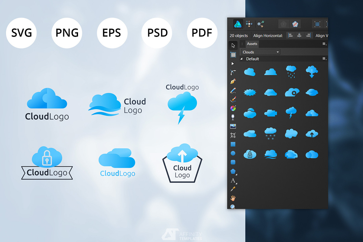 Cloud Shape Logos Templates, a Branding & Logo Template by Affinity ...