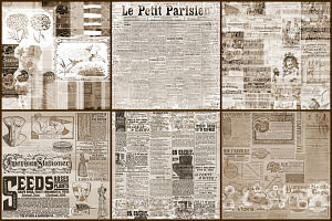 Vintage Ads Collage Sepia Papers