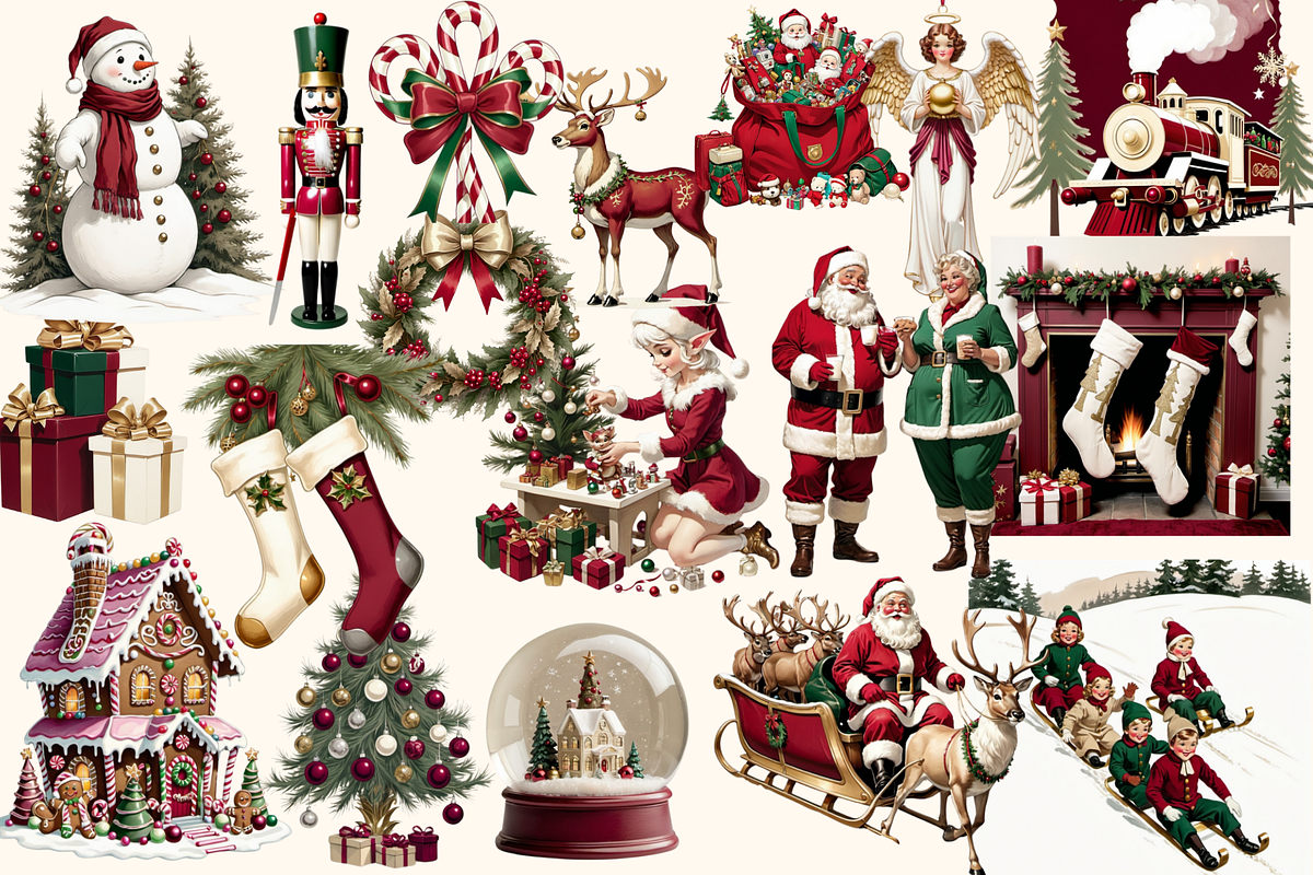 60+ Christmas Clipart Bundle, a Decorative Illustration by ClipArtTime (Photo 3 of 5)