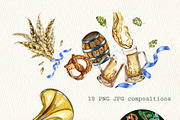 Beer festival watercolor collection, a Decorative Illustration by Kate Lanbina (Thumbnail 6 of 15)