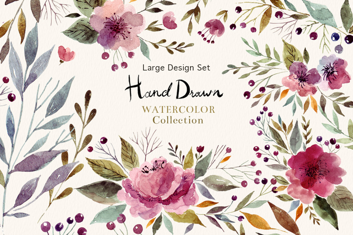 Hand drawn Watercolor Set, a Texture Illustration by MoleskoStudio (Photo 1 of 9)
