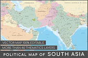 Map of South Asia and Near East, an Education Illustration by Cartorical (Thumbnail 1 of 9)