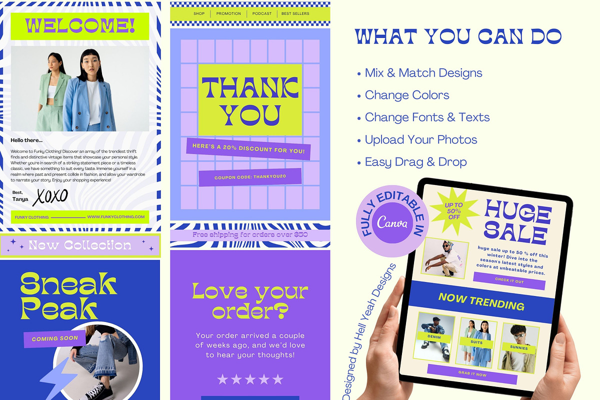 Funky Email Marketing Suite Template, an Email Template by Hell Yeah Designs (Photo 2 of 12)