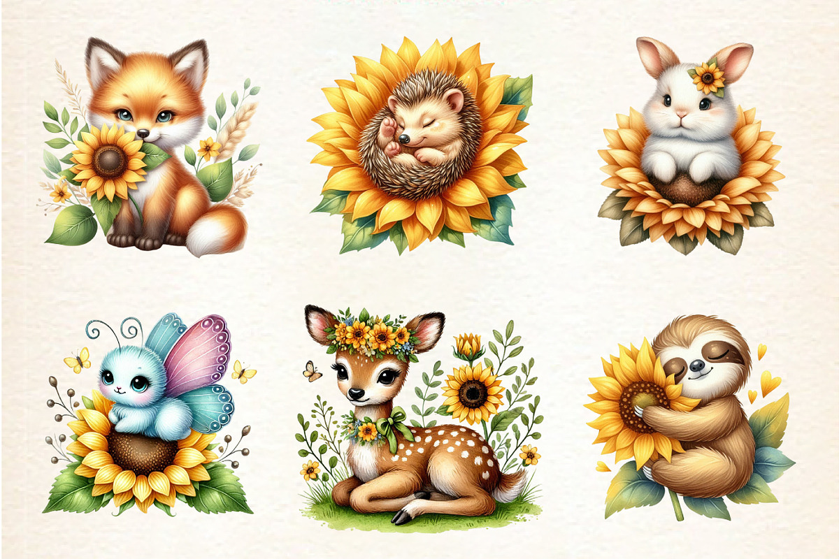Spring Animal Sunflowers Sublimation, an Animal Illustration by DreamArtGraphic (Photo 4 of 4)