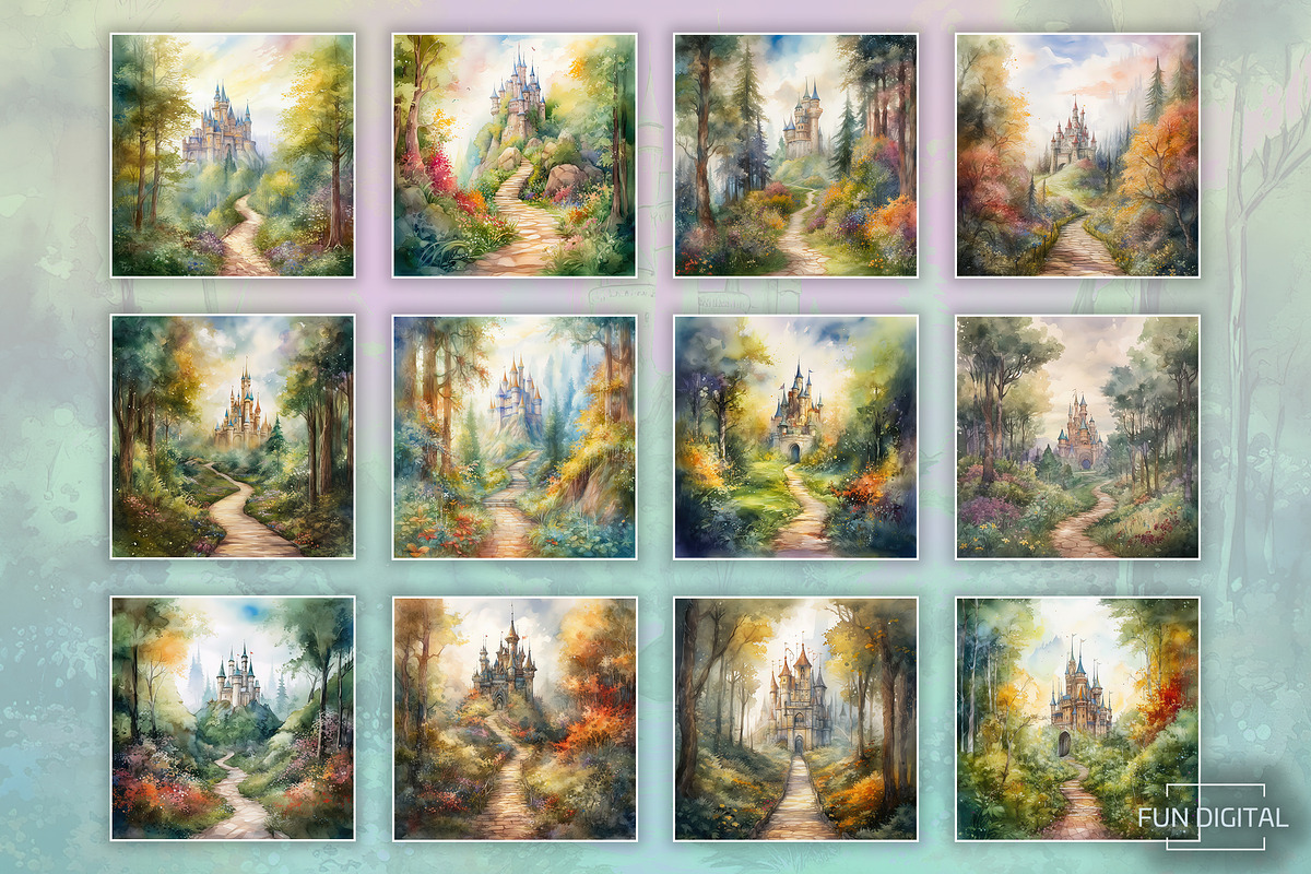 Magical Castle Pathway Through Woods, a Background Graphic by Fun Digital (Photo 3 of 3)