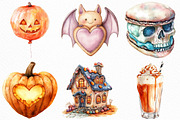 Watercolor Sweet Halloween Clipart, an Illustration by Craft Nest (Thumbnail 5 of 6)