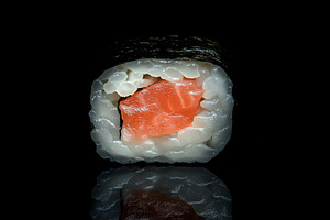 Salmon maki sushi roll with fresh, a Food & Drink Photo by MistyDay