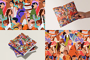 Crowd of people, seamless patterns, a Pattern Graphic by Good Studio (Thumbnail 4 of 5)