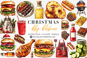 Watercolor Bbq Barbecue Clipart, an Illustration by SinaCreation (Thumbnail 1 of 5)
