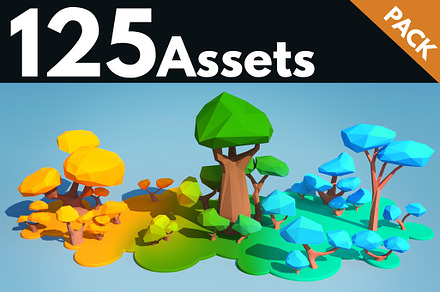 Trees and Bushes Pack - 02, an Environmental 3D Model by Saintpix