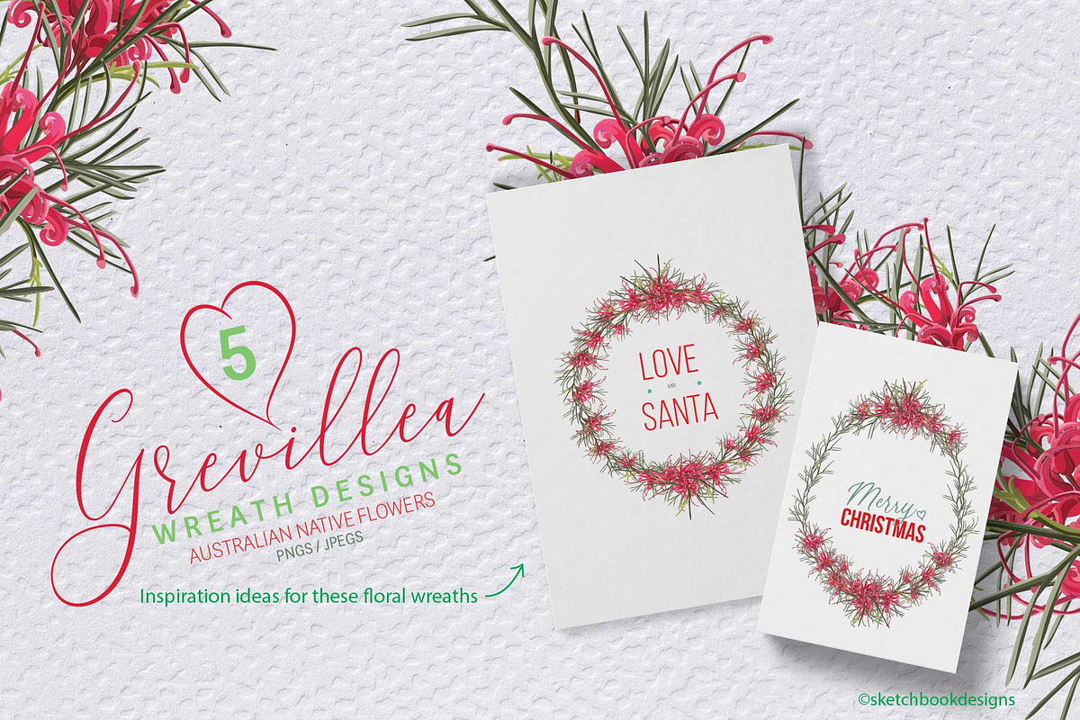 Grevillea Wreath Vector Mini Set, an Illustration by Sketchbook Designs (Photo 3 of 4)