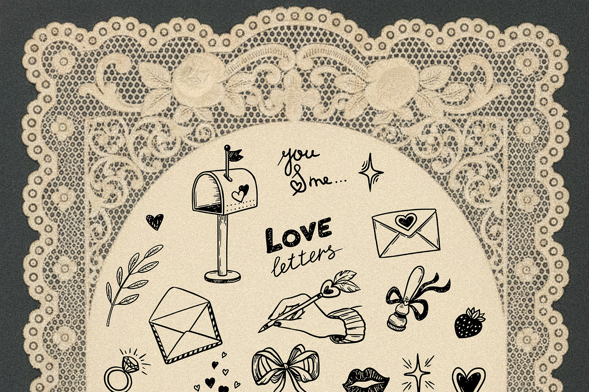 Love Letters Hand Drawn Vector Set, a Graphic by Nadya Saen Art (Photo 2 of 7)